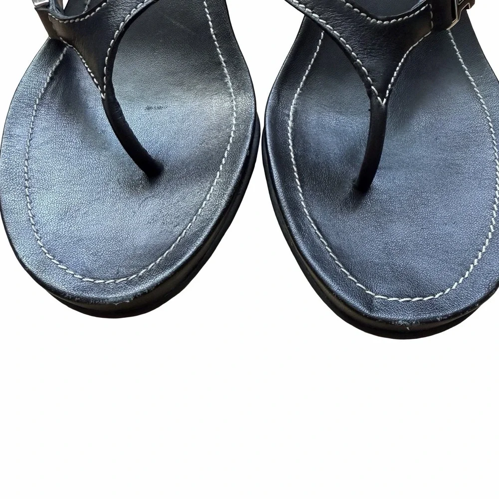 VTG COACH Womens Jane Leather Thong Kitten Heel Sandals US 8 Black Y2K 2000s - Picture 11 of 16